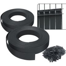 Kit de lamelles occultantes pvc brise vue 150m x 4.7cm avec 300 clips Noir