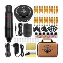 Kit de máquina de tatuaje rotativa profesional Crediri, máquina de tatuaje tipo pluma, pistolas de maquillaje permanente con tintas de color, fuente
