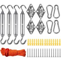 Coocheer - Kit de matériel de voile d'ombrage de qualité supérieure pour l'installation de voiles d'ombrage triangulaires et rectangulaires