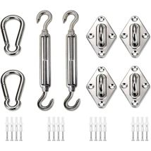 Shmshng - Kit de Matériel pour Voile d'ombrage Rectangulaire, Acier Inoxydable Kit de Toile Ombrage Robuste Accessoires de Fixation pour Jardin Patio