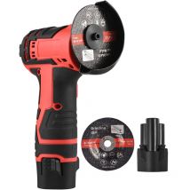 Decdeal - Kit de meuleuse d'angle sans fil 12V, outil de meuleuse d'angle léger, diamètre du disque 3 '/76mm, livré avec 2 piles