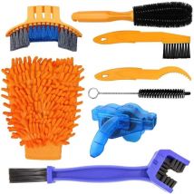Kit de nettoyage 8 pièces pour Vélos vtt bmx avec Brosses et Nettoyeur de Chaîne inclus