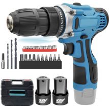 Mawiron - Kit de perceuse-visseuse sans fil 12 v, tournevis électrique + 2 batteries 3.0A, perceuse combinée 35 N.m max, perceuses électriques à