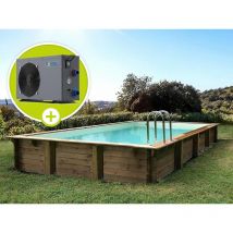 Habitat Et Jardin - Kit de piscina de madera 'Tampa' - 7,20 x 4,20 x 1,44 + Bomba de calor - Potencia 6,1 kW
