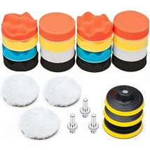 Kit de polissage de voiture de 25 pièces, disque de polissage éponge de 75 mm, tête de polissage de foret, brosse de polissage de meuleuse, tampon de