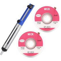 Kit De Pompe À Dessouder, Pompe À Dessouder Et 2 Mèches À Dessouder De 2,5 Mm X 1,5 Mm, Pompe À Désosser, 2 Mèches À Dessouder, Aspirateur À Souder, 