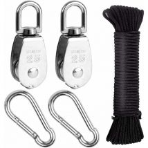 Kit de Poulie en Acier Inoxydable 304,Poulie Simple M25,Poulie de Levage, Poulie pour Cable,Charge 150kg