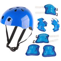 Kit de protection enfant - Casque + coudières + genouillères en mousse - Pour trottinette, vélo et patins - Bleu