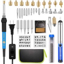 Kit de Pyrogravure Bois,Trousse à Outils de Gravure, 54 pcs Kit Pyrogravure Bois 60W Température Réglable pour la Pyrogravure Souder diy et