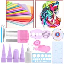 Feiyue - Kit de quilling, outils et fournitures de quilling, kit d'outils de quilling en papier 11 en 1, ensemble de broches de règle de peigne à
