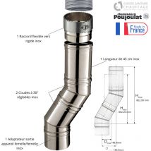 Kit de raccordement spécial insert et foyer avec raccord flexible - Kitinox Poujoulat Diamètre 150