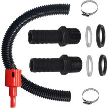 Kit de raccords pour tonneaux d'eau de Pluie,raccord pour citernes de Pluie avec raccords, Tuyau de raccordement, ouvreur de Trou et Collier de