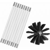 Kit de ramonage de cheminée, kit de brosses pour outils de ramonage, comprend des baguettes flexibles de 9 x 410 mm et une tête de brosse pour poêle