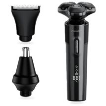 Rasoir électrique homme – Kit de rasage 3 en 1 – Autonomie 90 min – Étanche IPX7 – 3 têtes de coupe – MAESTRI
