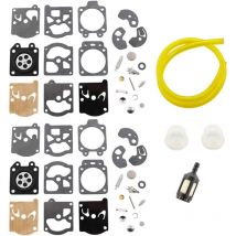Kit de reconstruction de carburateur avec tuyau de carburant pour tronçonneuse Walbro K10-WAT wa wt série Husqvarna Poulan McCulloch Echo (lot de 2)
