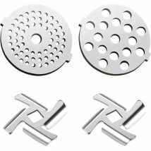 Jalleria - Kit de repuesto para picadora de carne eléctrica, 2 cuchillas para picadora de carne, 2 placas de molienda de 5 y 7 pulgadas.
