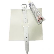 Kit de retención para Lona de PVC Blanco - Calidad Profesional TECPLAST MT - Mortaja + Fleje + Pegamento - Fijación de refuerzo para lona