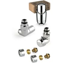APM - Kit de robinetterie d'ameublement chromé avec vanne thermostatique à droite et raccord tuyaux multicouches 135KC 015 m 16 12 Chromé
