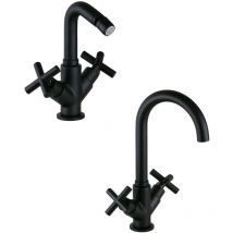 Gattoni Rubinetteria - Kit de robinetterie monotrou à double levier de couleur noir mat Gattoni KITTAOLOS2