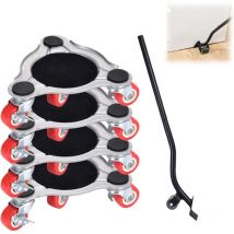 Kit de Roulettes pour Meubles Charge Lourde, Charge de 400 kg, Kit Demenagement, Souleve Meuble, Roulettes Pivotantes avec Frein, Planche Roulette