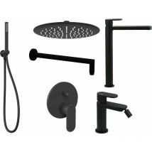 Kit de baño completo en acabado negro mate Ponsi Versilia KITVERSILIA5NO