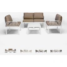 Salon de jardin canapé table basse 2 fauteuils Portofino Grand Soleil - Blanc
