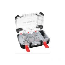 9x Set de scie de couronne pro Multi Material Power Change Plus - Mallette transparente (pour bois tendre, placoplâtre, ø 19, 25, 38, 44, 68, 83 mm,