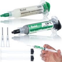 Kit de soudure Flux 338 + Etain Liquide 138°C +2x piston, 2x aiguille