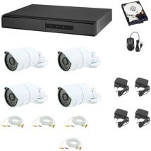 Housecurity - kit de surveillance vidéo ahd 4 caméras 5 mpx câbles 20 m hd 320 gb