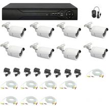 Kit De Surveillance Vidéo 8 Caméras 5 Mpx Dvr 16 Ch Câbles 20 M