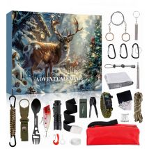 Coocheer - Kit de survie pour calendrier de l'Avent pour hommes, kit de survie avec cordon de parachute, lampe de poche, calendrier de compte à