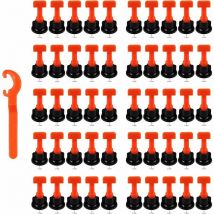 Kit de système de nivellement de carrelage réutilisable 100 pcs. Niveleur de tuile en t et 1 pièce. Clé d'espacement 2-8 mm / Épaisseur 5-18 mm