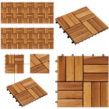 Kit de tuiles de plancher en acacia 30 x 30 cm 20 pcs - Carrelage Extérieur - Carreau De Terrasse - Dallette Bois - Terrasse Composite - Decking Bois