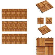 Kit de tuiles de plancher en acacia 30 x 30 cm 30 pcs - Carrelage Extérieur - Carreau De Terrasse - Dallette Bois - Terrasse Composite - Decking Bois