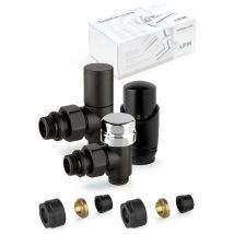 APM - Kit de vanne d'ameublement thermostatique noire avec raccord tuyau en cuivre 100KNN 015 r 12 Noir