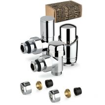 Kit de vanne thermostatique d'ameublement couleur chrome avec raccord tuyau en cuivre APM 100KC 015 r 12 Chromé
