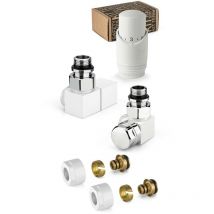 Kit de vannes thermostatiques d'ameublement, blanc et chrome, modèle carré APM 137KB 015 m 16 12 blanc