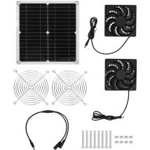 Tonysa Kit de ventilateur de panneau solaire 20W Panneau solaire portable léger à taux de conversion élevé avec 2 ventilateurs d'extraction pour rv