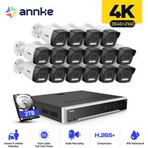 ANNKE Kit de Vidéosurveillance Exterieure 32CH NVR 16×Caméras Alerte Email,Vision Nocturne,Détection Mouvement,Système de Sécurité Caméra de