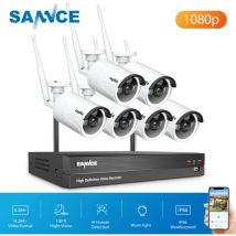 Sannce - Kit de vidéosurveillance Système de caméra de sécurité ip WiFi 8 canaux avec 6 caméras de surveillance cctv extérieures sans fil 1080p sans