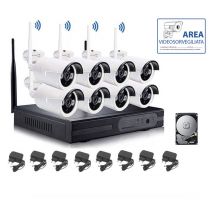 Kit de videovigilancia ip full hd inalámbrico 8 cámaras ahd nvr 3G 320 gb