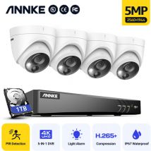 Annke - Sistema di videosorveglianza 8 canali dvr Ultra hd 4K H.265 e kit telecamera dome 4PCS 5MP hd - Disco rigido 1TB