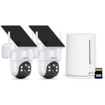 Anran - Kit di videosorveglianza 4MP fhd Kit Telecamera WiFi Esterno con Pannello Solare, 4CH Stazione Base + Scheda sd da 64GB, 2 × Telecamera