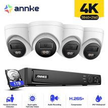 Annke - Kit di videosorveglianza nvr 8CH Telecamere intelligenti 4×8MP Telecamera a torretta a doppia luce Sistema di telecamere di sorveglianza di