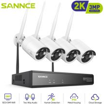 Sannce - Sistema di telecamere di sicurezza ip WiFi a 8 canali con 4 telecamere di sorveglianza cctv wireless da esterno 1080p - senza hdd