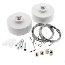 LEDBOX – Kit de suspensión doble redondo blanco Ø75mm – Florones redondos Ø75x28mm – Cables de acero
