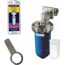 Kit dosatore filtro polifosfati blu con ghiera + chiave + 7 ricarica sali per caldaie Aquamax