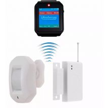 Ultra Secure - Kit double alerte sans-fil détection passage & ouverture sur Bipeur mobile IP67 - écran digital / bip + led + Vibration