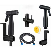 Kit Douchette wc Acier Inoxydable Noir Robinet wc pulvérisateur pour l'hygiène personnelle quotidienne, jeu de tuyaux mural