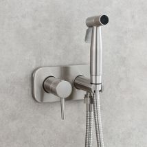 Kit Douchette WC,Toilette Bidet Spray, Bidet Pulvérisateur de Douche Kit en Laiton Kit Mitigeur Douchette à Main Mural argent